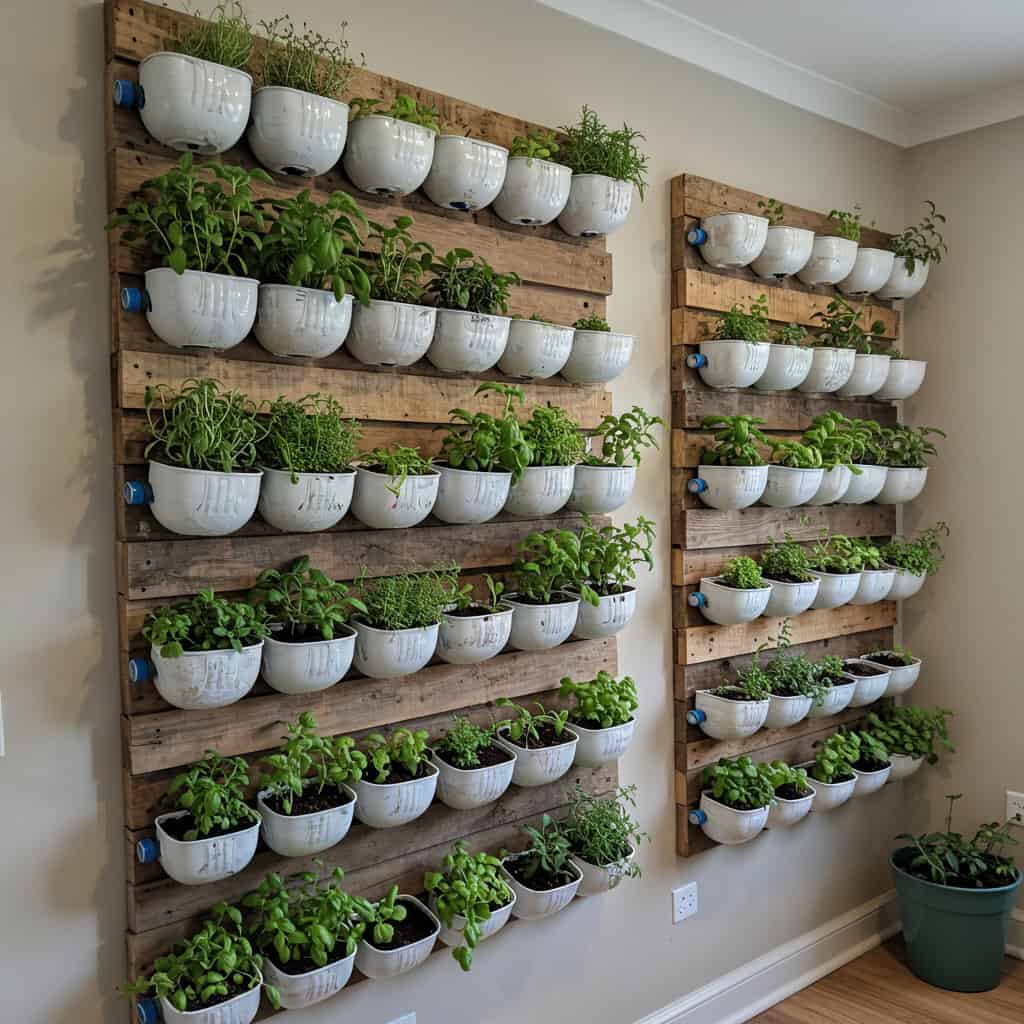 4. Jardins Verticais com Materiais Reaproveitados