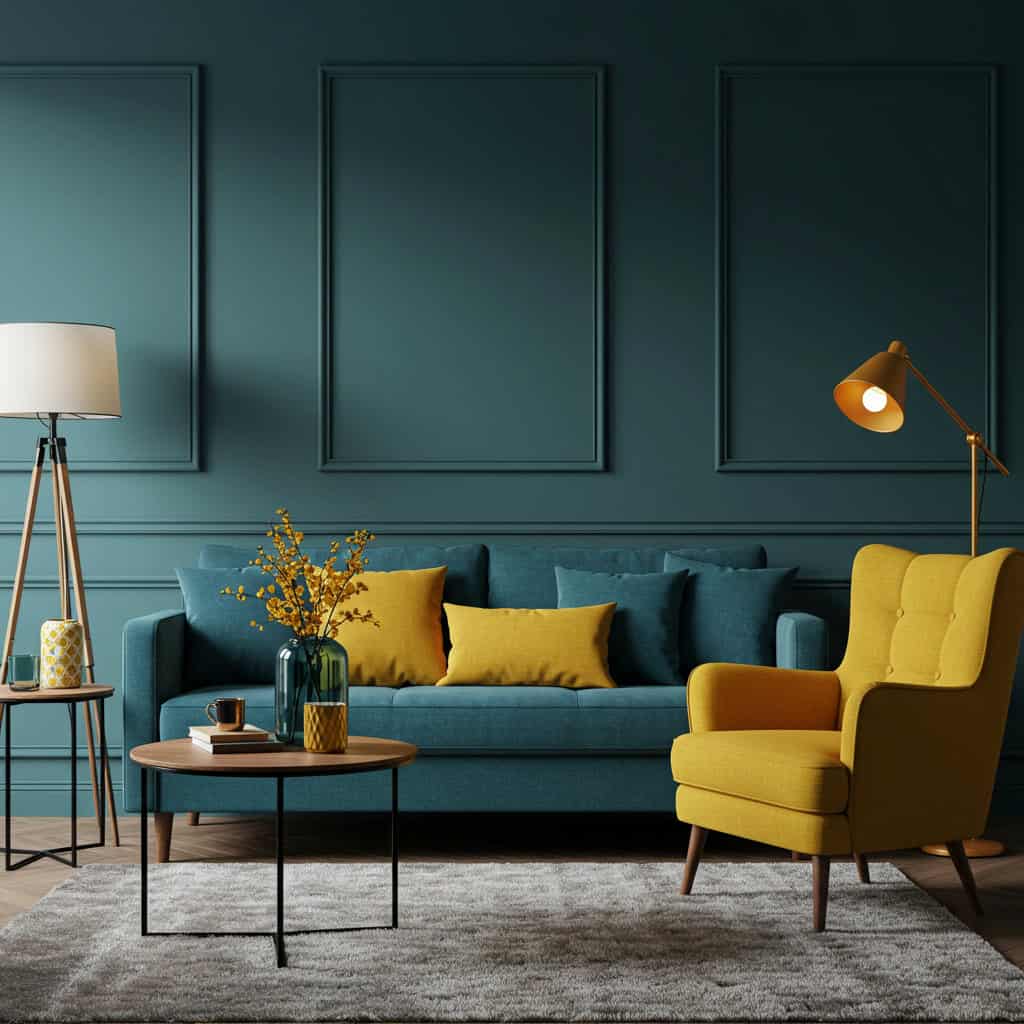 9. Azul-petróleo e Mostarda