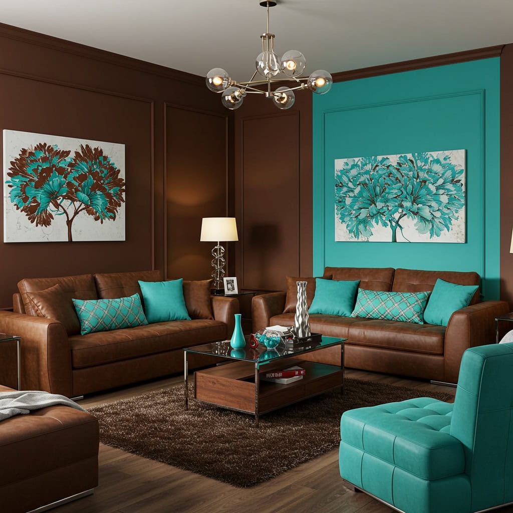 12. Marrom-chocolate e Azul-turquesa