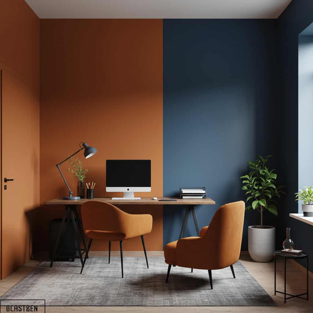 14. Laranja queimado e Azul-escuro