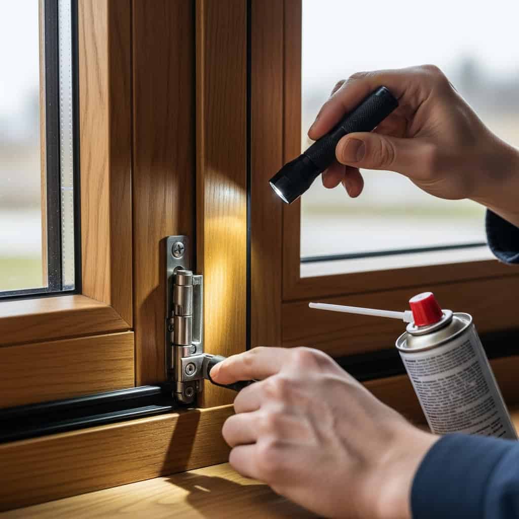 7. Inspeção e lubrificação de portas e janelas